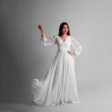 فستان طويل حريمي شيفون ابيض حميع المواسم من ارتوتي -1053-white