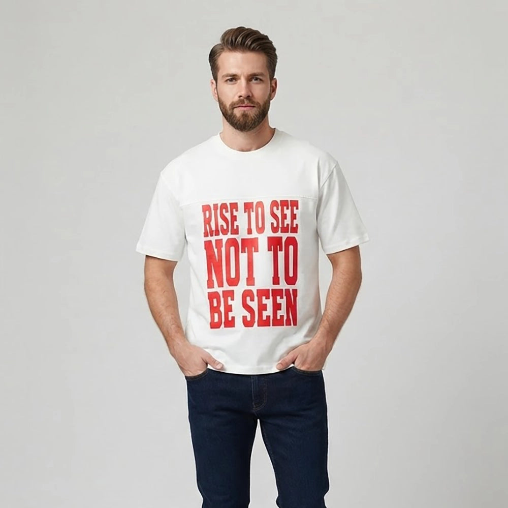 تيشيرت اوفر سايز رجالى انترلوك قطن مستورد طباعة رابر ابيض صيفى من اركان - 1057
