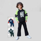 طقم 2 قطعة اولادى ميلتون قطن 100% اسود-كحلي-اخضر شتوي من بابلو - 105