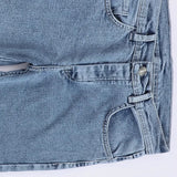 بنطلون جينز مخربش رجالي نيو لاند جينز فاتح جميع المواسم من اس كيه اتش - 106651-LJ