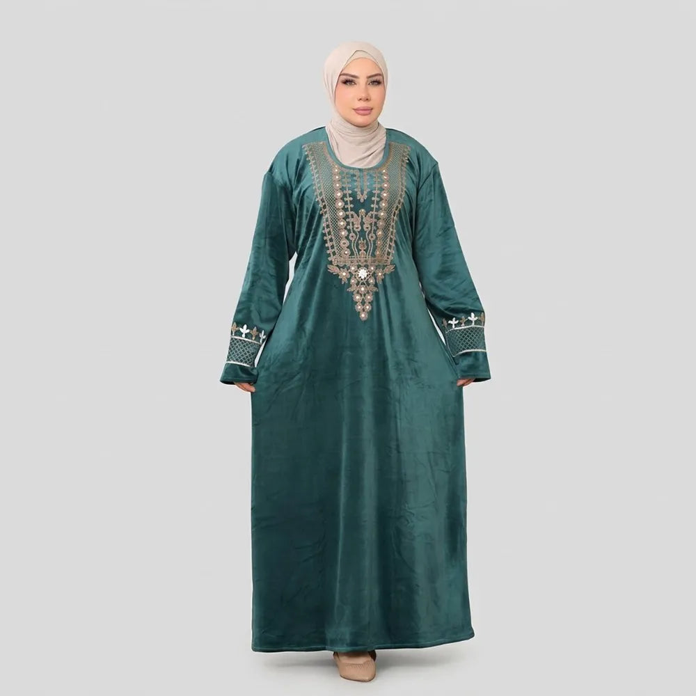 عباية استقبال حريمى قطيفة هايدي الوان متعددة شتوى من سوق العباية - 1082