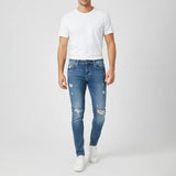 بنطلون جينز تقطيع رجالي نيو سكاي قطن رمادي غامق جميع المواسم من اس كيه اتش - 111793-DJ