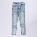 بنطلون جينز تقطيع رجالي نيو سكاي قطن جينز فاتح جميع المواسم من اس كيه اتش - 111793-LJ