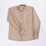قميص مضلع ساده رجالي قطيفه بيج شتوي من اس كيه اتش - 112893-BJ