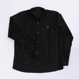 قميص مضلع ساده رجالي قطيفه اسود شتوي من اس كيه اتش - 112893-BK