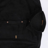 قميص مضلع ساده رجالي قطيفه اسود شتوي من اس كيه اتش - 112893-BK