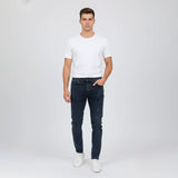 بنطلون جينز مخربش رجالي نيو سكاي ليكرا كحلي جميع المواسم من اس كيه اتش - 113031-NV