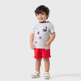 Tia Kids Set of T-shirt and Pantacourt for Boys, Cotton - Multicolor