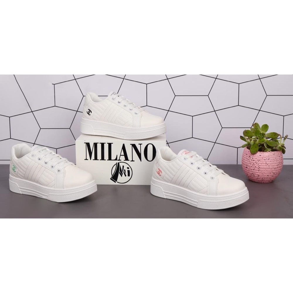حذاء سنيكرز من ميلانو حريمي تريكو، أبيض