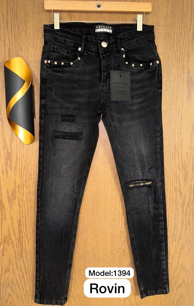 بنطلون جينز من كوينز رجالي جينز الرباعية، أسود محجر