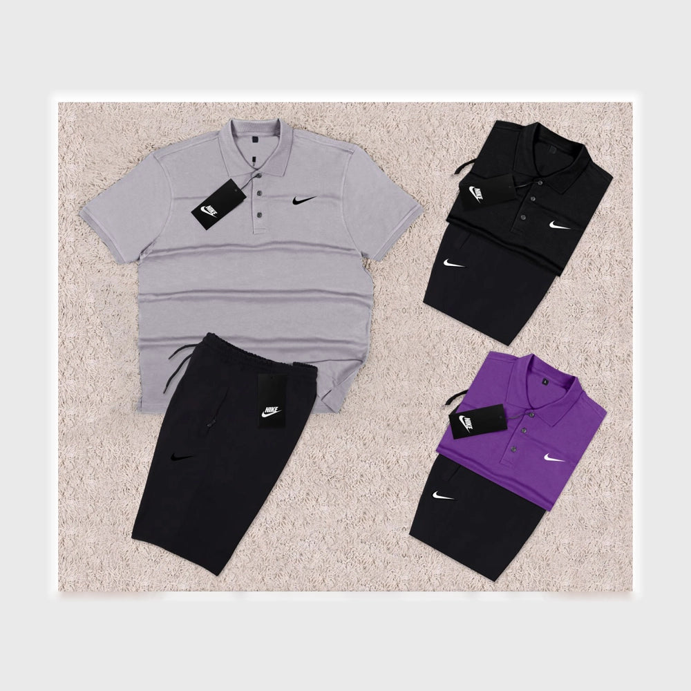 NIKE ترنج ياقة رياضي طباعة رجالى تيشيرت بيكا قطن +برمودا قطن سمر ميلتون الوان متعددة صيفى من تورنيدو - 1612462