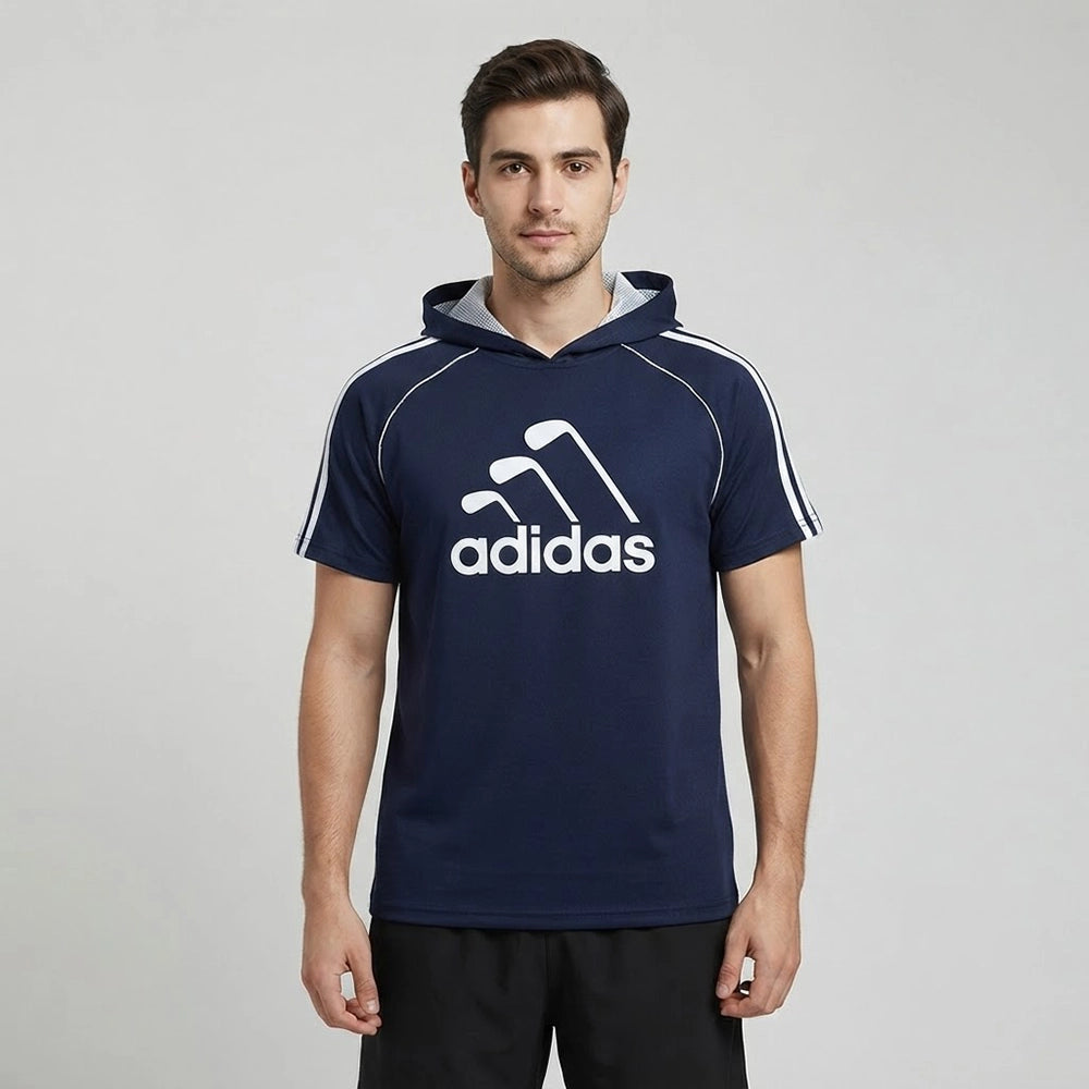 ADIDAS تيشيرت كابيشون نص كم طباعة رجالي مقاس خاص سنجل ليكرا الوان متعددة صيفى من تورنيدو - 1642415