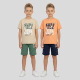 ترنج قطعتين اولادى تيشيرت سنجل ليكرا-شورت سمر ميلتون قطن الوان متعددة صيفى من مارفيل - 1717