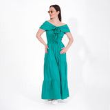 فستان طويل من ميس فينوس حريمي بوبلين مورق، أخضر