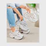 حذاء سنيكرز حريمى فوندي جلد إسكاي مستورد ونعل PVC حقن الوان متعددة جميع المواسم من ان ستايل - 203