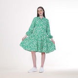 فستان قصير من ميس فينوس حريمي كتان، أخضر