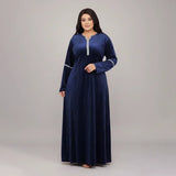 عبايه استقبال حريمى قطيفه فرنساوي مقلم الوان متعدده شتوي من ار اوه كيه - 2117