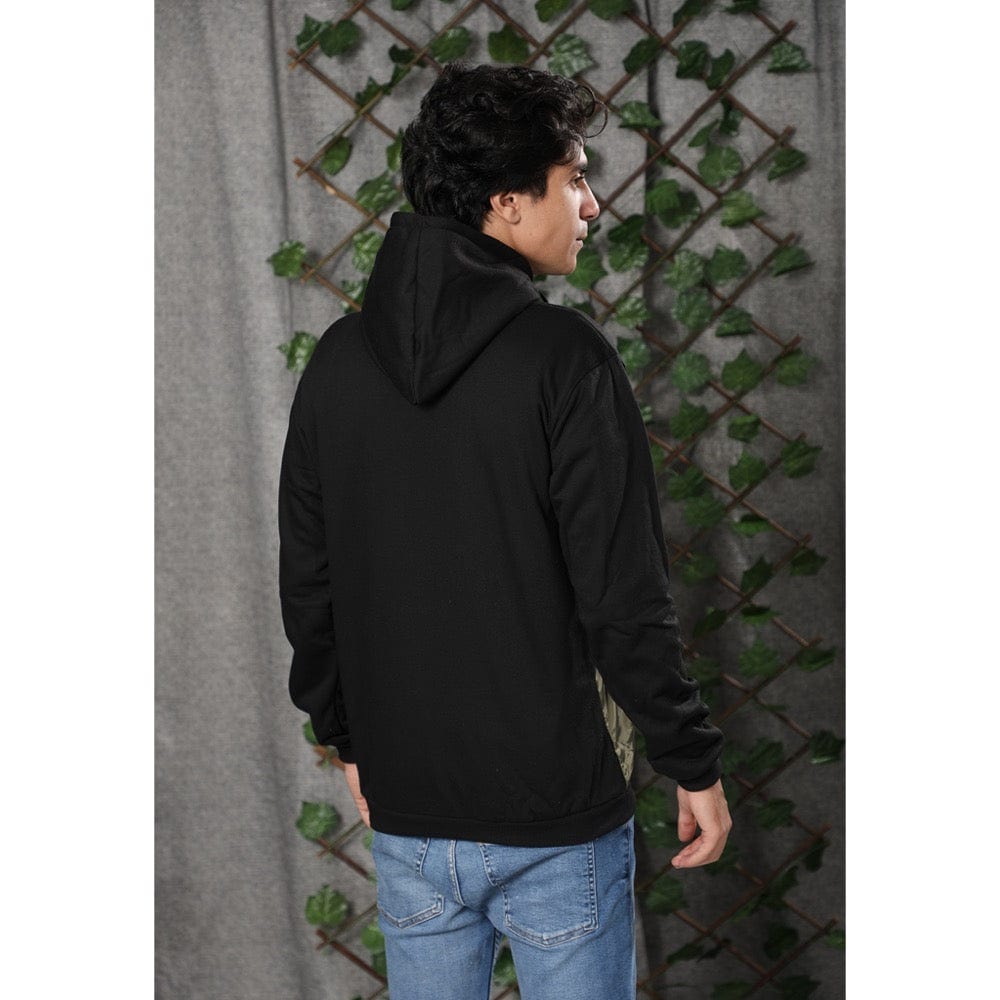 Hooded Casual Jacket for Men, Fibre - Black