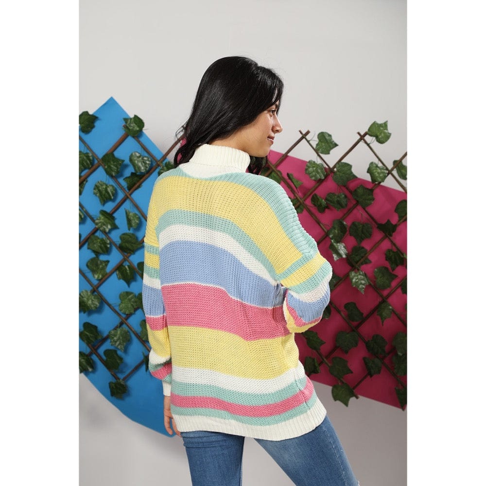 High Neck Pullover for Women, Trico - Multicolor