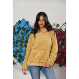 Hooded Fur Sweatshirt for Women, Fur - Beige
