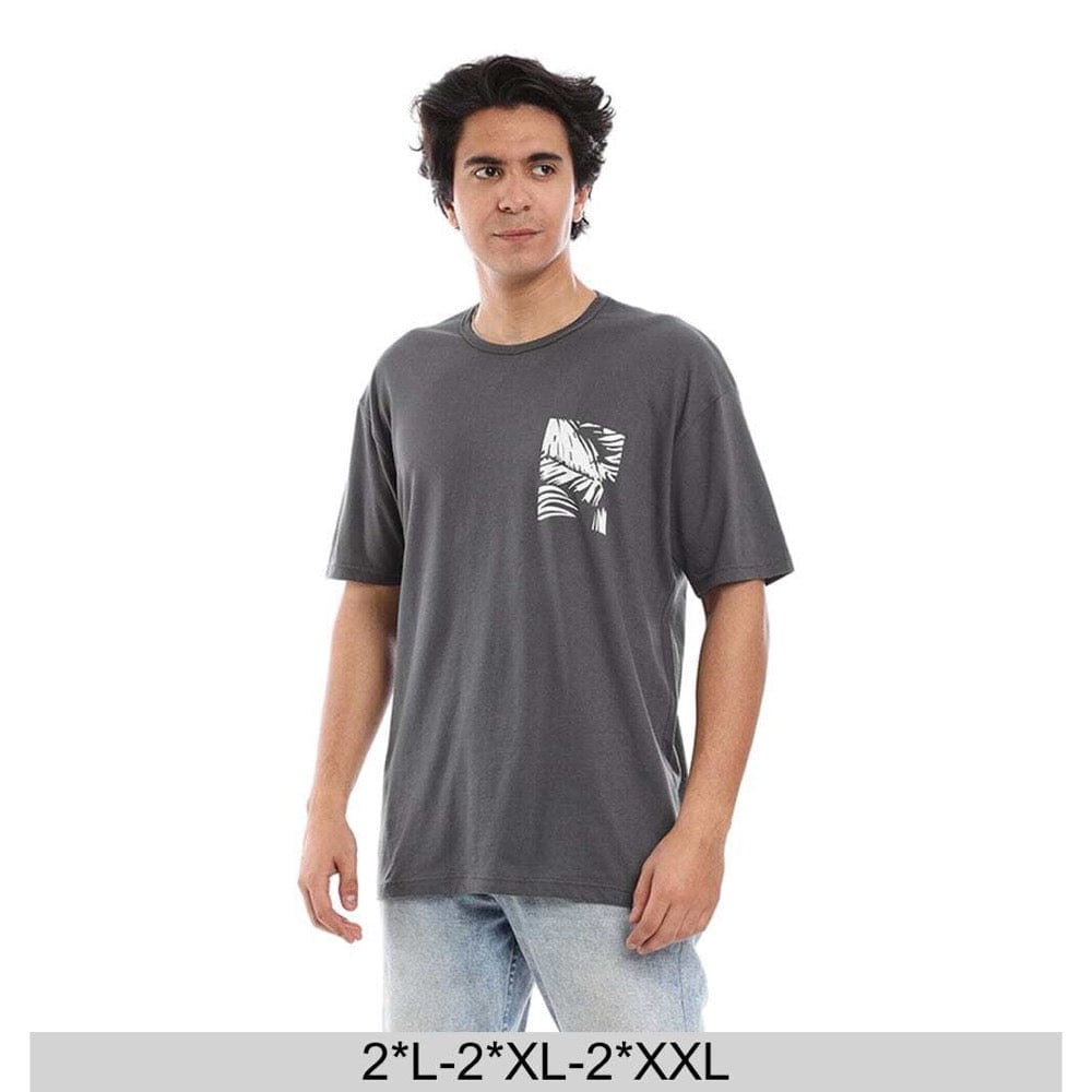 Short Sleeves T-Shirt for Men, 100% Cotton - Grey
