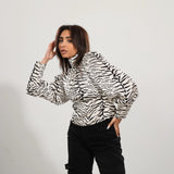 بلوزة مطبوع حريمي شيفون ستان اوف وايت جميع المواسم من ميس فينوس-1045