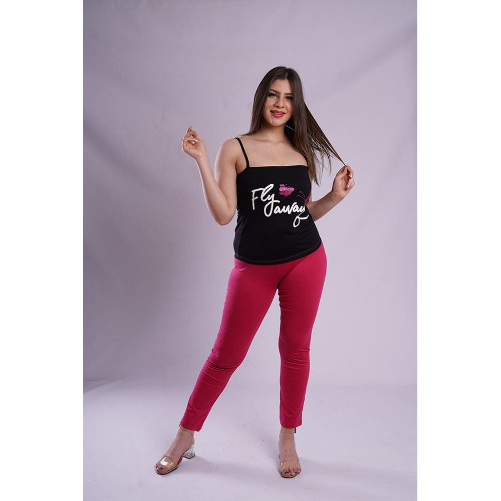 بيجامة من تيندون حريمي أسود فوشيا