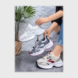 حذاء سنيكرز حريمى فوندي جلد إسكاي مستورد ونعل PVC حقن الوان متعددة جميع المواسم من ان ستايل-SR21