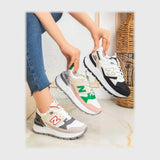 حذاء سنيكرز حريمى فوندي جلد إسكاي مستورد ونعل PVC حقن الوان متعددة جميع المواسم من ان ستايل-SR35