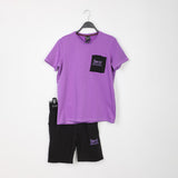 ترنج قطعتين تيشرت نص كم وشورت رجالي قطن ليكرا الوان متعددة صيفي من ازياء -pop-27