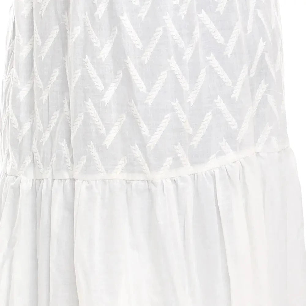 فستان باكمام طويله حريمي قطن ليكرا ابيض جميع المواسم من ازياء -3133-white