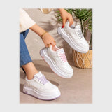 حذاء سنيكرز حريمى فوندي جلد إسكاي مستورد ونعل PVC حقن الوان متعددة جميع المواسم من ان ستايل-SR-230