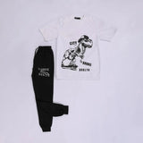 تيشيرت نص كم وبنطلون اولادي محير ميلتون ابيض في اسود صيفي من براند الغلابة-BRAND-7