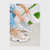 حذاء سنيكرز حريمى فوندي جلد إسكاي مستورد ونعل PVC حقن الوان متعددة جميع المواسم من ان ستايل - SR-108