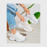 حذاء سنيكرز حريمى فوندي جلد إسكاي مستورد ونعل PVC حقن الوان متعددة جميع المواسم من ان ستايل - SR-206#