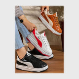 حذاء سنيكرز حريمي فوندي جلد إسكاي مستورد ونعل PVC حقن الوان متعددة جميع المواسم من الشماع - h-502