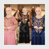 عباية إستقبال حريمي قطيفة هايدي مستورد وش واحد لوكس تطريز ألوان متعددة شتوي من إيه إل واي - 23020