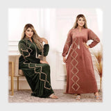 عباية إستقبال حريمي قطيفة هايدي مستورد وش واحد لوكس تطريز ألوان متعددة شتوي من إيه إل واي - 23020-11