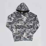 سويتشيرت هودي رجالي تلبيس اوفر سايز قطن مخلوط اسود في ابيض من جريتي - GR-45