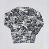 سويتشيرت راوند رجالي تلبيس اوفر سايز قطن مخلوط اسود في ابيض من جريتي - GR-46