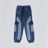 بنطلون اديداس باجي استك اولادي من سن 6 سنين ل 12 سنه بوي فريند تلبيس واسع جميع المواسم كحلي من الأنطوني جينز - 3058-navy
