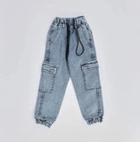 بنطلون باجي استك اولادي من سن 6 سنين ل 12 سنه بوي فريند تلبيس واسع جميع المواسم جينز فاتح من الأنطوني جينز - 3025-light