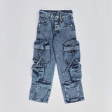 بنطلون 4 جيب نفخ اولادي من سن 6 سنين ل 12 سنه بوي فريند تلبيس واسع جميع المواسم جينز فاتح من الأنطوني جينز - 3018-dark