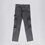 بنطلون 4 جيب اولادي من سن 9 سنين ل 12 سنه بوي فريند تلبيس واسع جميع المواسم رمادي غامق من الأنطوني جينز - 8003-grey