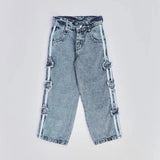 بنطلون اديداس قلوب بناتي من سن 6 سنين ل 12 سنه بوي فريند تلبيس واسع جميع المواسم جينز فاتح من الأنطوني جينز - 4023-light