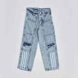 بنطلون اديداس باجي بناتي من سن 6 سنين ل 12 سنه بوي فريند تلبيس واسع جميع المواسم جينز فاتح من الأنطوني جينز - 4029-light