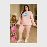 بيجامة مطبوع قطعتين حريمي قطيفة هايدي مستورد الوان متعدده شتوي من ايه ال واي - 220212