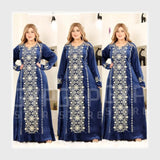 عباية استقبال تطريز حريمي قطيفة هايدي مستورد وش واحد تطريز الوان متعدده شتوي من ايه ال واي - 19520-7