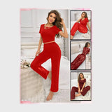 بيجامه بيتي قطعتين حريمى زبده الوان متعددة من الندى - 910