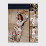 بيجامه مطبوع قطعتين حريمى ستان الوان متعددة من الندى - 7093